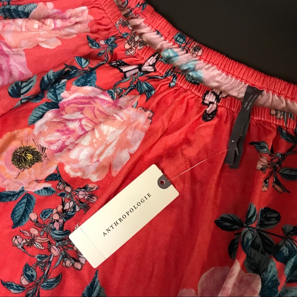 NWT Anthropologie Off Shoulder Floral Top RARE!! New Small pink blue - Picture 4 of 4